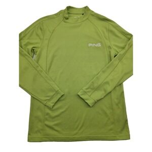 PING Pullover Men Lime Green Mock Neck Long Sleeve Golf Performance Base Layer M
